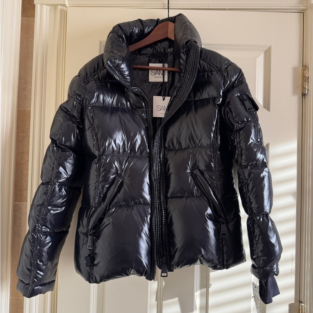 SAM. Shiny Black/Jet Down Puffer Jacket- NWT